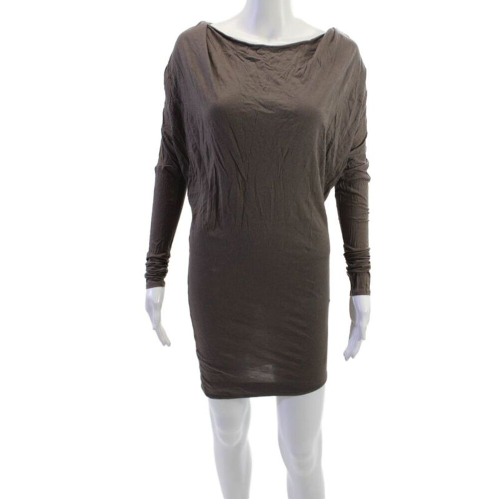 Helmut Womens Bodycon Mini Dress Brown Long Sleeve Modal Pima Size S